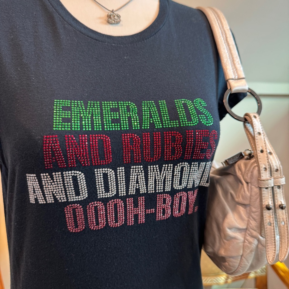 Vintage Y2K Cache Rhinestone Glam Tee, Paris Hilton Core